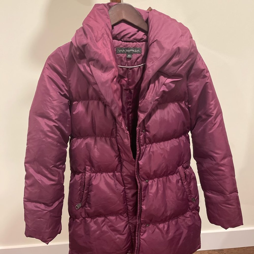 VIA SPIGA Winter Burgundy Down Coat, US Size XS